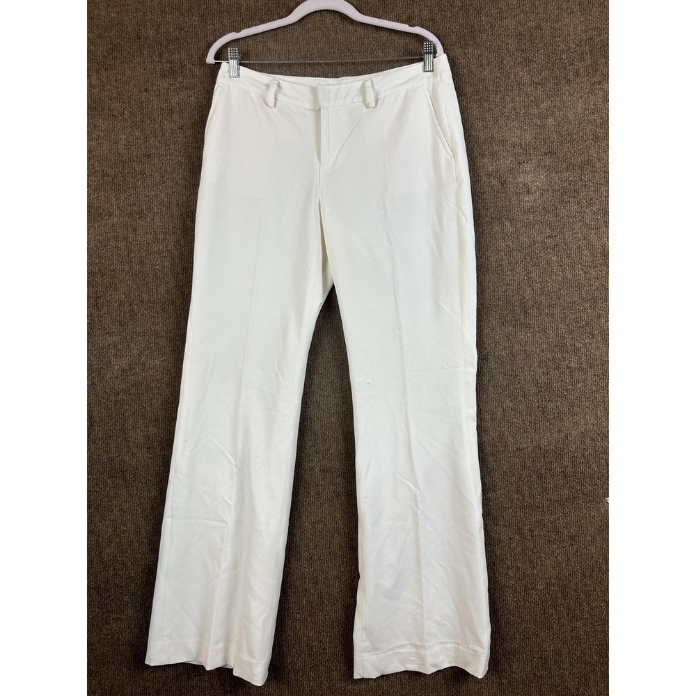 Nicole By Nicole Miller Pants Womens S White Dress Straight Crepe Lined Pockets
